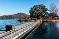 Pier at Lake Murray in San Diego with Cowles Mountain Royalty Free Stock Photo