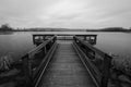 Pier On Lake in Northern Illinois Black and White