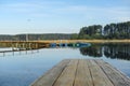 pier on lake Seliger in Svetlitsa village, Russia Royalty Free Stock Photo