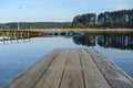 Pier on lake Seliger in Svetlitsa village, Russia Royalty Free Stock Photo