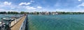 Pier and lakeshore view in the Skaneateles Lake