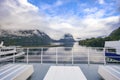 Pier of milfordsound cruise fiordland national park new zealand Royalty Free Stock Photo