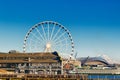 Pier 57 and Mount Ranier in Seattle Royalty Free Stock Photo