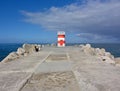 Lighttower and harbor entrance in Nazare, Centro - Portugal