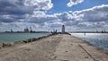 The pier with the old Genoese lighthouse in Mangalia Royalty Free Stock Photo