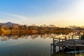 Sunset in wetland of Hong Kong Mai Po Nature Reserve Royalty Free Stock Photo