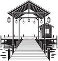 Pier Pavilion Illustration With Lanterns For Seaside Vector Art And Design Project Royalty Free Stock Photo