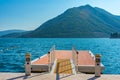 Pier in Perast town in Montenegro Royalty Free Stock Photo