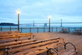 Pier 7 and San Francisco-Oakland Bay Bridge Royalty Free Stock Photo