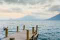 Pier at San Marcos La Laguna with beaufiful scenery of Lake Atitlan and volcanos - Guatemala