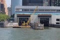 Pier of the saten island ferry New York from Hudson river