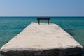 Pier with sea background on maldivian island, copy space