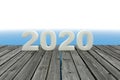 Pier and sea. 2020 characters. 3D illustration