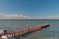 Pier and sea after last night`s storm. Adler, Sochi, Russia Royalty Free Stock Photo