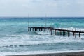 Pier in sea during storm Royalty Free Stock Photo