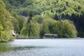 Pier seen from the lake in the Plitvice Lakes Nature Park, 295 square kilometer forest reserve located in central Croatia