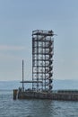 Pier with Sightseeing Tower situated at the Harbor in Friedrichshafen, Germany Royalty Free Stock Photo