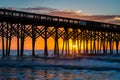 The pier at sunrise, in Folly Beach, South Carolina Royalty Free Stock Photo