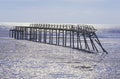 Pier at sunrise over the Gulf of Mexico, Biloxi, MS Royalty Free Stock Photo