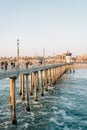 The pier at sunset, in Huntington Beach, Orange County, California Royalty Free Stock Photo