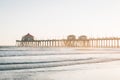 The pier at sunset, in Huntington Beach, Orange County, California Royalty Free Stock Photo