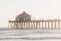 The pier at sunset, in Huntington Beach, Orange County, California Royalty Free Stock Photo