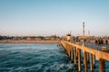 The pier at sunset, in Huntington Beach, Orange County, California Royalty Free Stock Photo