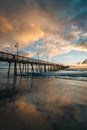 The pier at sunset, in Imperial Beach, near San Diego, California Royalty Free Stock Photo
