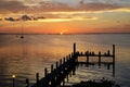 Pier and sunset in Key Largo Florida Royalty Free Stock Photo