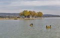 Pier for touristic ships on lake Balaton, Keszthely, Hungary. Royalty Free Stock Photo