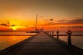 The pier towards the horizon at sunset on Grand Cayman Royalty Free Stock Photo