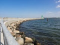 Pier of Travemuende Luebeck with lighthouse