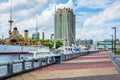 Pier and view of the harbor at Penns Landing in Philadelphia, Pennsylvania