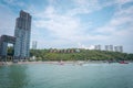 The pier with view of Pattaya City Sign in South Pattaya, Thailand.