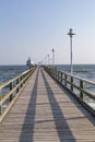 Pier, Vineta bridge and submarine at Zinnowitz Royalty Free Stock Photo