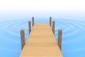 Pier and water surface. Wooden pier. Ripples. 3D rendering