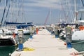 Pier for yachts with electrical and water Royalty Free Stock Photo