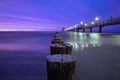 Pier in Zingst in a long exposure at blue hour. In addition the wonderful colors of the night sky Royalty Free Stock Photo