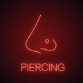 Pierced nose neon light icon