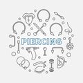 Piercing circular concept vector illustration in thin line style Royalty Free Stock Photo