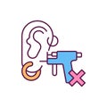 Piercing ears at home RGB color icon Royalty Free Stock Photo