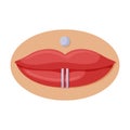 Piercing mouth vector icon.Cartoon vector logo isolated on white background piercing mouth .