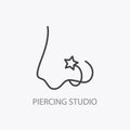 Piercing Studio Logo Template. Pierced Nose Icon