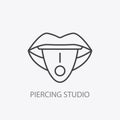 Piercing Studio Logo Template. Pierced Tongue Icon