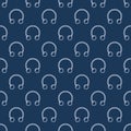 Piercing vector blue outline seamless pattern