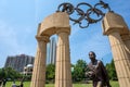 Pierre de Coubertin commemorative statue at Centennial Olympic P