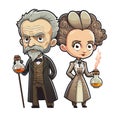 Pierre and Marie Curie as Cartoon Characters