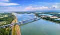 Pierre Pflimlin motorway bridge over the Rhine between France and Germany Royalty Free Stock Photo