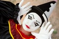 Pierrot doing mime Royalty Free Stock Photo