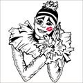 Pierrot with kiss on the cheek.